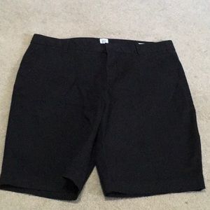 10” inseam black Bermuda shorts